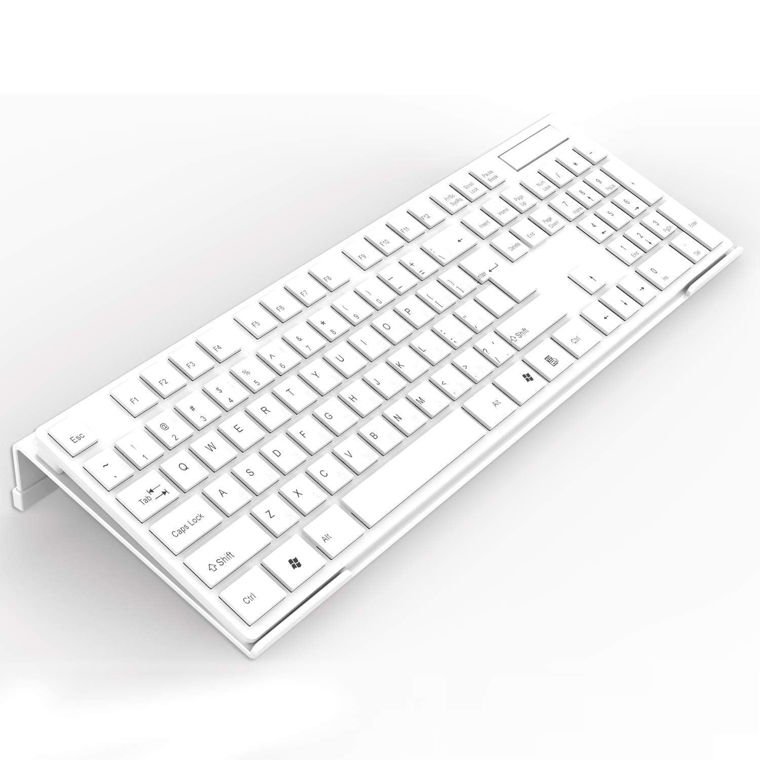 Kotemon Acrylic Tilted Computer Keyboard Stand For Ergonomic Typing, Keyboard Tray Holder With Silicone Non-Slip Case, White