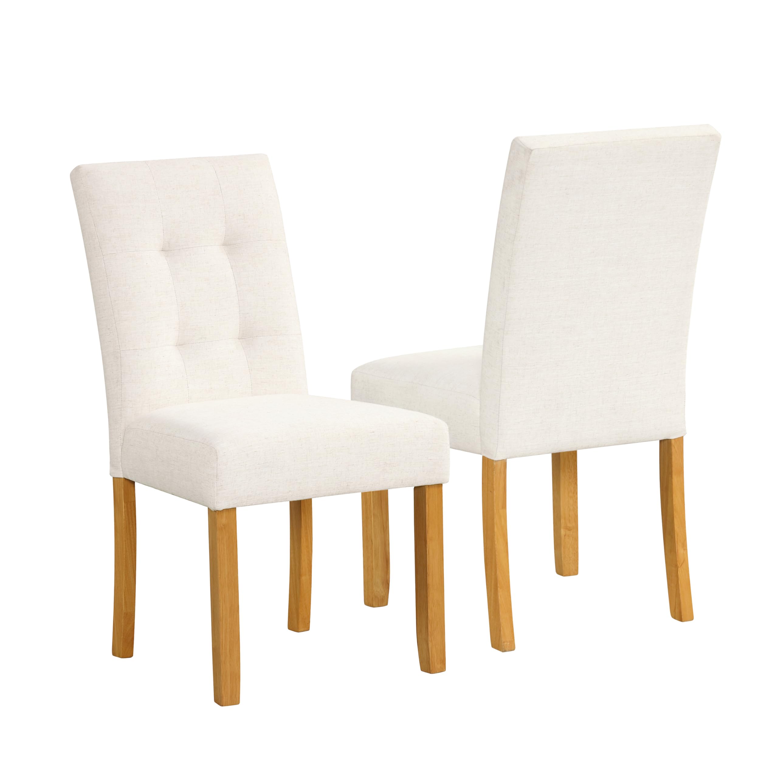 Homepop Button Tufted Fabric Dining Chairs - Ivory Textured Woven (Set Of 2)
