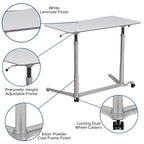Flash Furniture Merritt Sit-Down, Stand-Up Light Gray Computer Ergonomic Desk with 37.375''W Top (Adjustable Range 29'' - 40.75'')