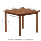 Furinno Fg18006 Tioman Hardwood Patio Furniture Square Table With Umbrella Hole, Natural, 35.4'D X 35.4'W X 29.2'H