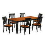 East West Furniture LGPL7-BCH-W 7 Piece Dining Room Furniture Set Consist of a Rectangle Wooden Table with Butterfly Leaf and 6 Kitchen Dining Chairs, 42x84 Inch, Black & Cherry