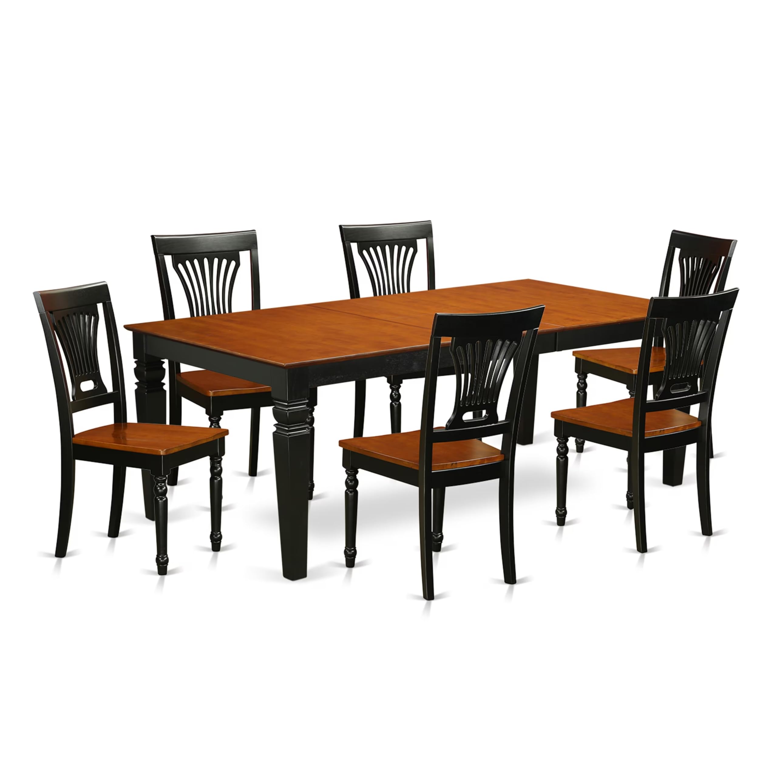 East West Furniture LGPL7-BCH-W 7 Piece Dining Room Furniture Set Consist of a Rectangle Wooden Table with Butterfly Leaf and 6 Kitchen Dining Chairs, 42x84 Inch, Black & Cherry