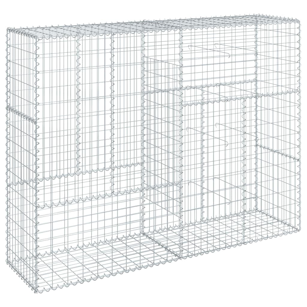 Vidaxl Gabion Basket With Cover - Silver Galvanized Iron Wire Mesh - 78.7'X19.7'X59.1' - Outdoor Landscaping & Garden Decor