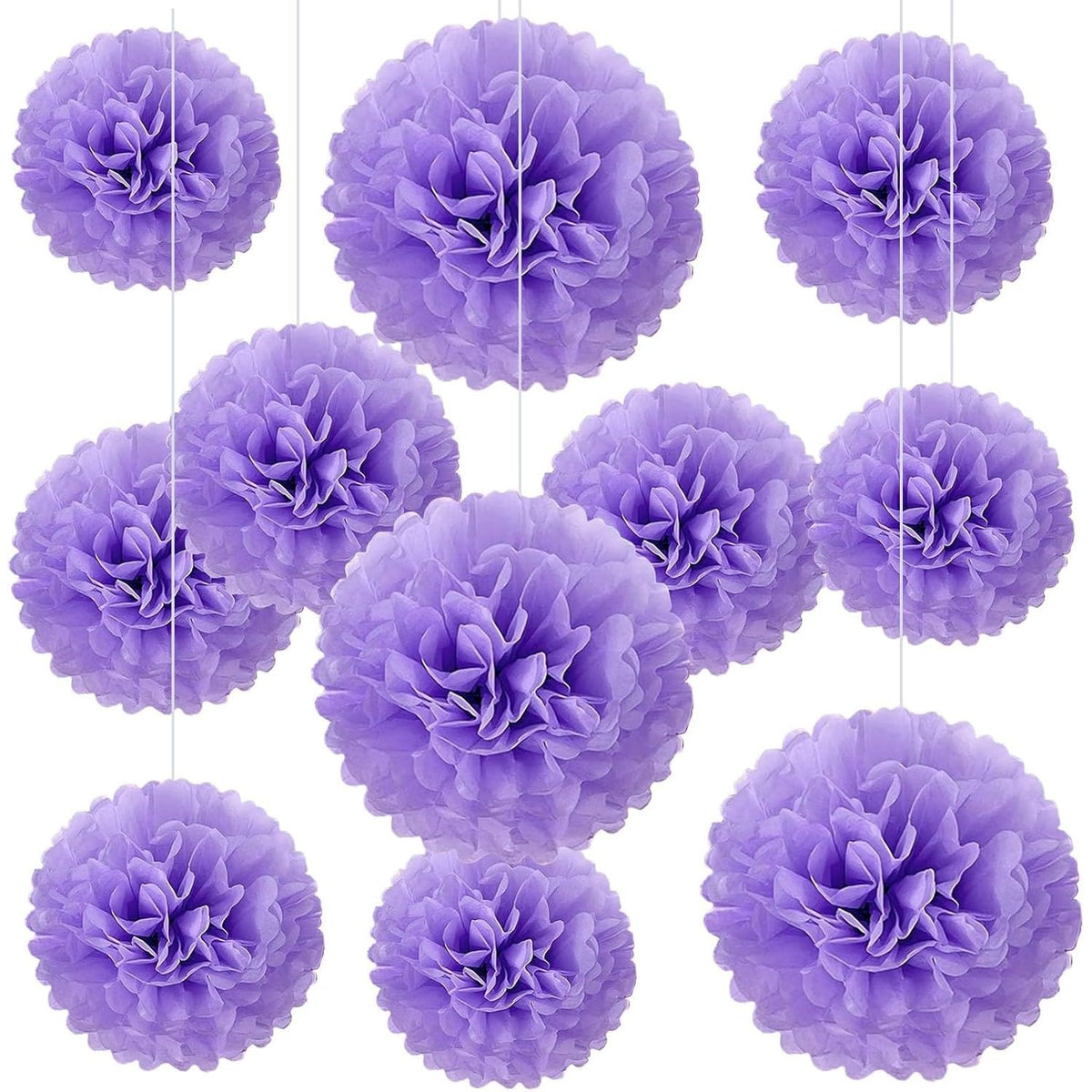 Incheon Party 12 PCS Light Purple Tissue Paper Pom Poms,Tissue,Hanging Paper Ball Flower Party Decor for Wedding, Birthday, Hall