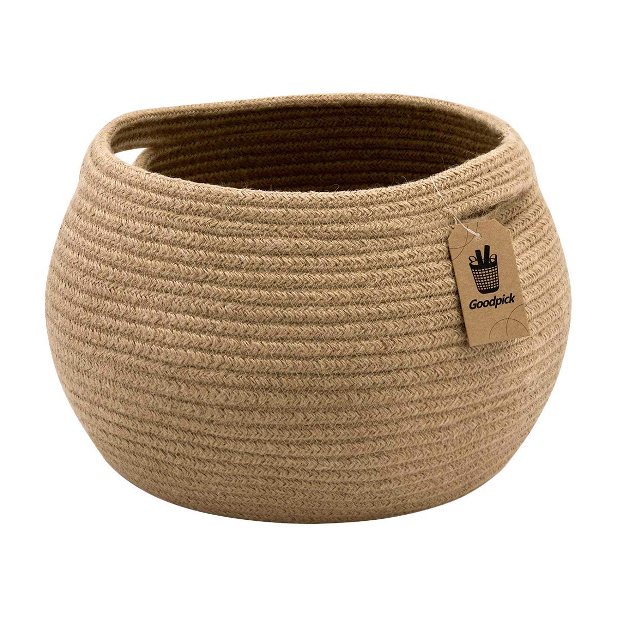 Goodpick Storage Basket, Wicker Basket for Living Room, Woven Basket for Toys Towel, Bedroom Small Round Basket for Children Cor