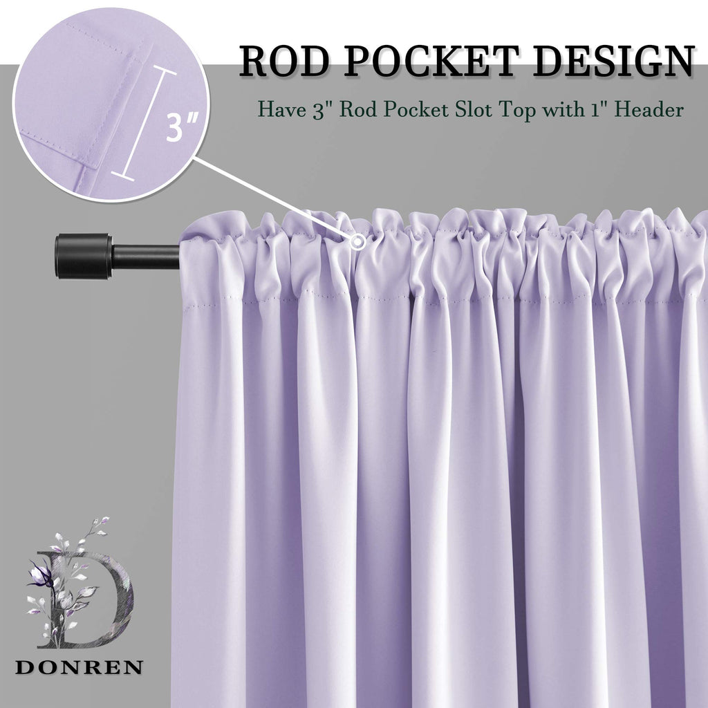 Donren 84 Inches Long 2 Panels Lavender Purple Curtain Panels For Bedroom - Room Darkening Rod Pocket Thermal Insulated Drapes For Living Room,52 W X 84 L