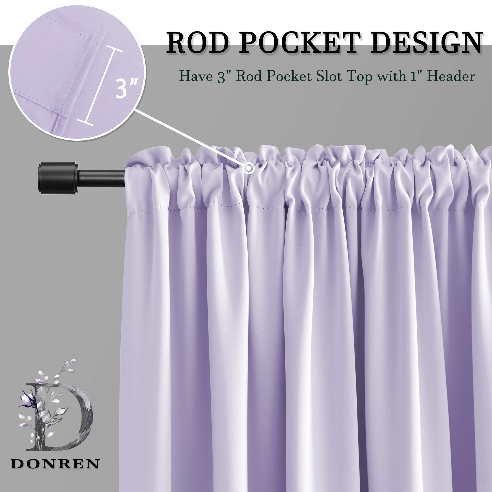 Donren 84 Inches Long 2 Panels Lavender Purple Curtain Panels For Bedroom - Room Darkening Rod Pocket Thermal Insulated Drapes For Living Room,52 W X 84 L