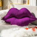 Ashler 3D Lips Throw Pillows Smooth Soft Velvet Insert Included Cushion For Couch Bed Living Room, Purple, 24 X 12 Inches