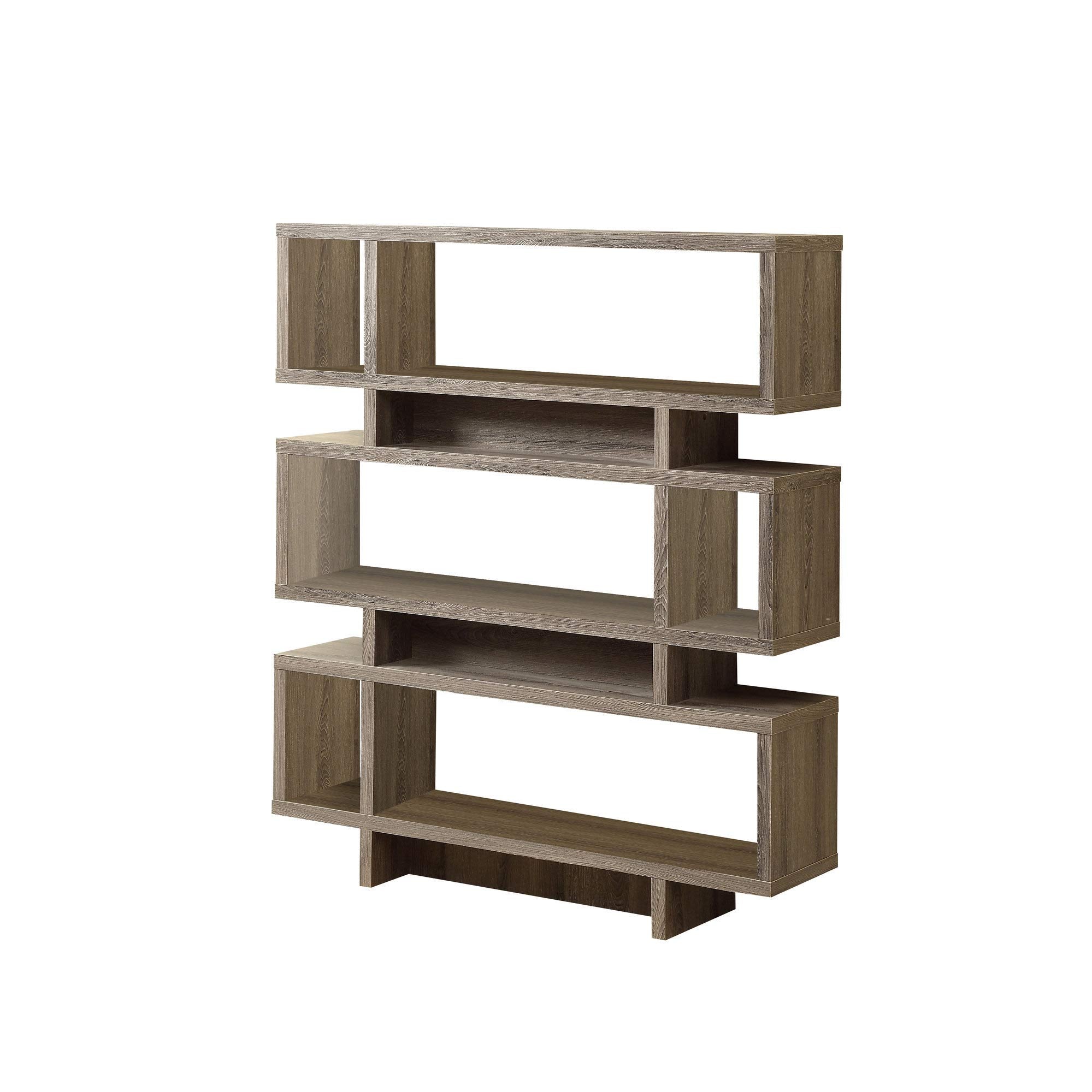 Monarch Specialties 3251 Bookshelf, Bookcase, Etagere, 4 Tier, 55' H, Office, Bedroom, Laminate, Brown, Contemporary, Modern Bookcase-55 H/Dark Taupe Style, 47.25' L x 12' W x 54.75' H