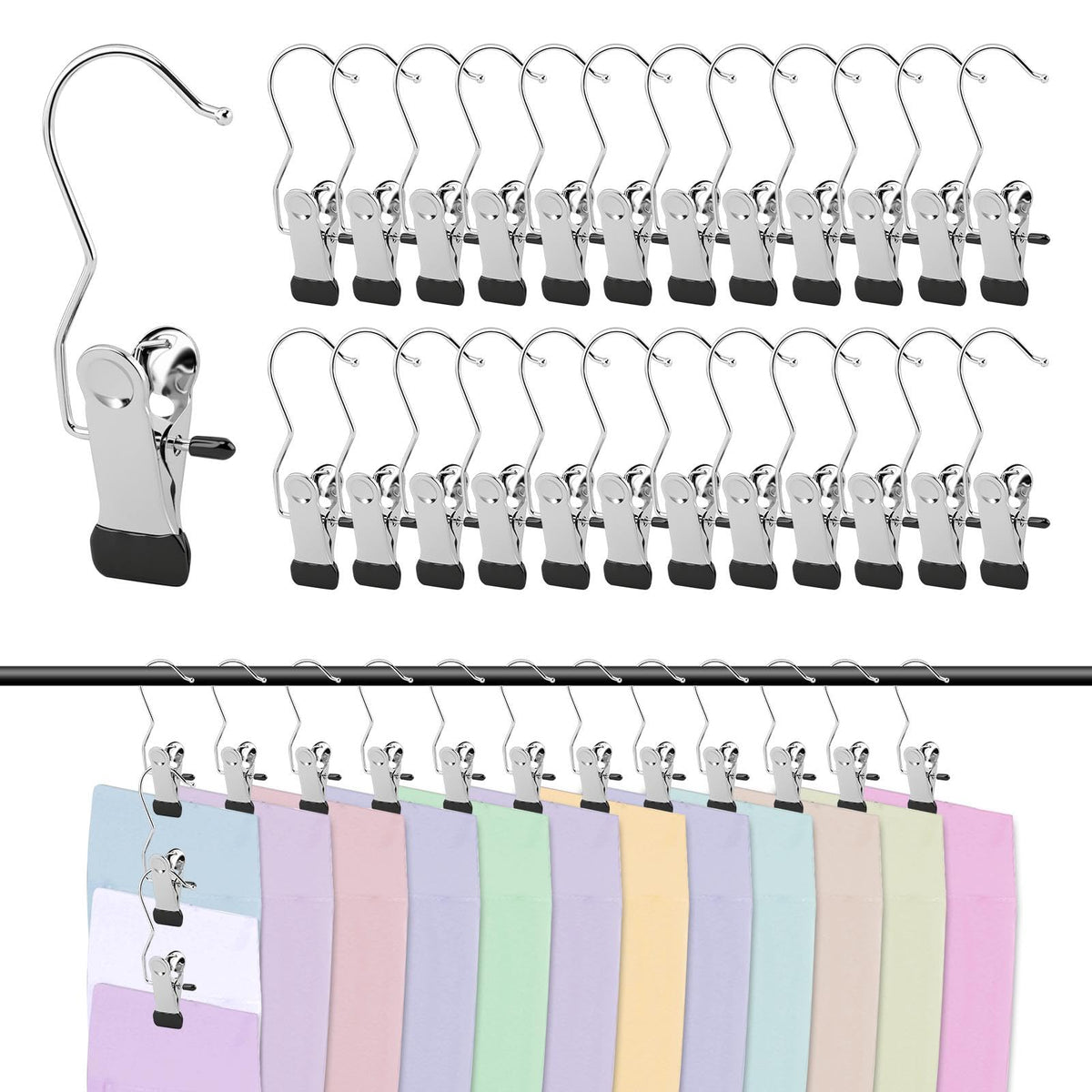 50pcs Legging Organizer for Closet Boot Hangers Clips Portable Pants Hangers for Travel with NonSlip Rubber Coated Space Saving