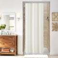 MitoVilla Boho Small Stall Fabric Shower Curtain 36 x 72, Ivory Half Size Narrow Polyester Linen Tassel Cloth Shower Curtains fo