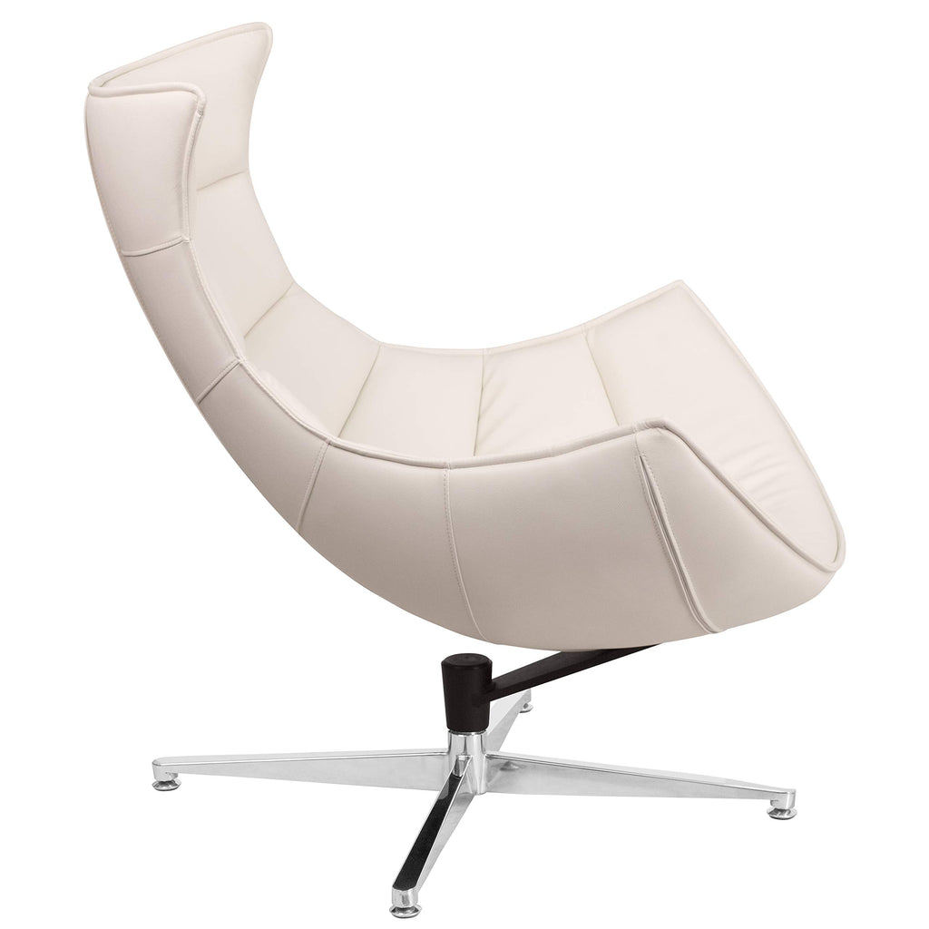 Flash Furniture Pasithea White LeatherSoft Swivel Cocoon Chair