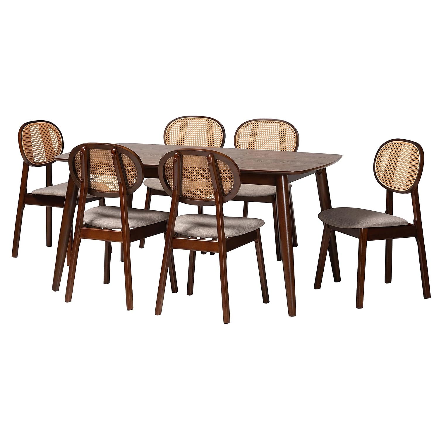 Baxton Studio Darrion 59.1-inch W Dining Set, Grey/Walnut Brown/Light Brown, 7-Piece (2341329113282HT)