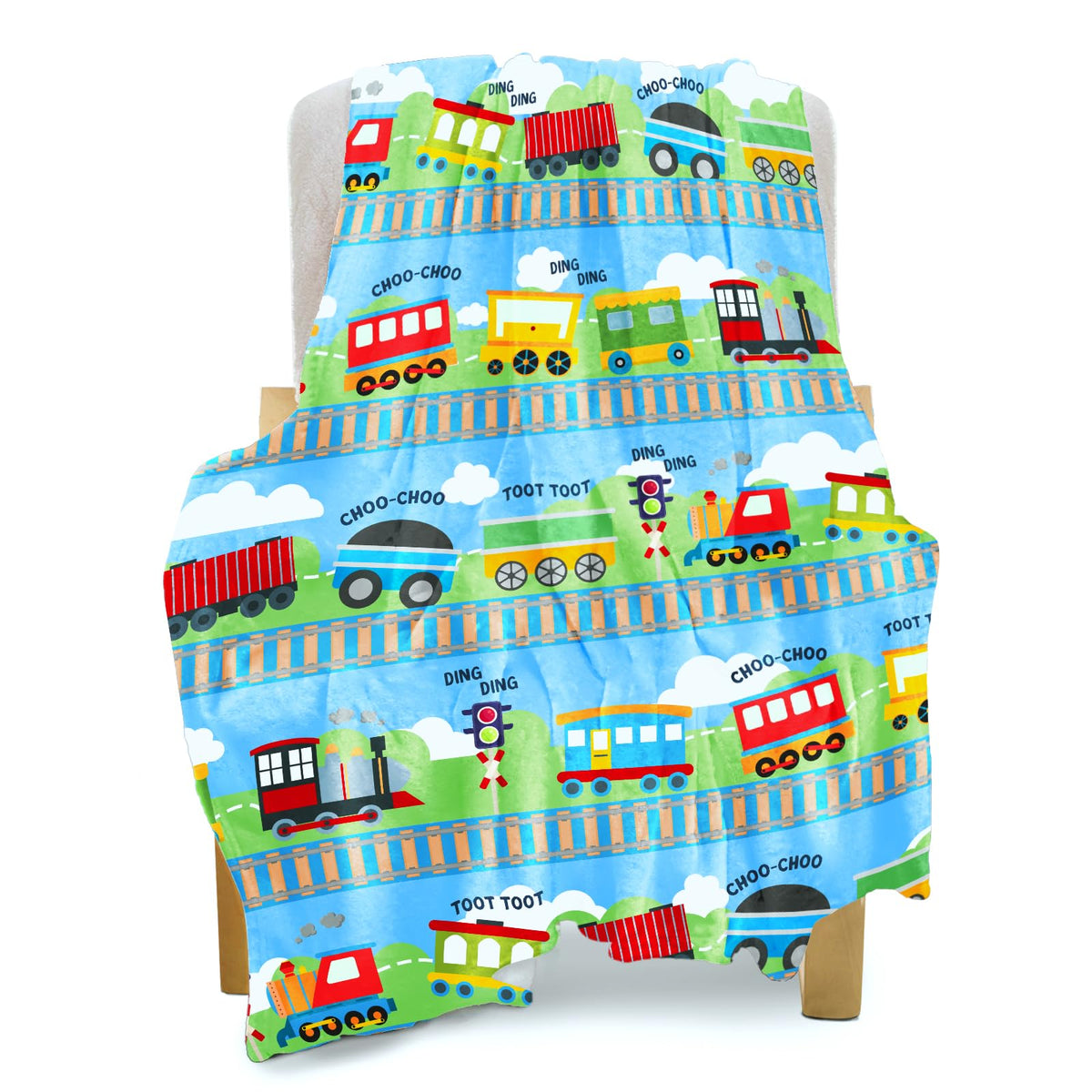 Boopbeep Train Blanket For Boys Girls, Kids Toddler Blanket For Nap Daycare Small Soft Warm Plush Fleece Blanket Birthday Throw