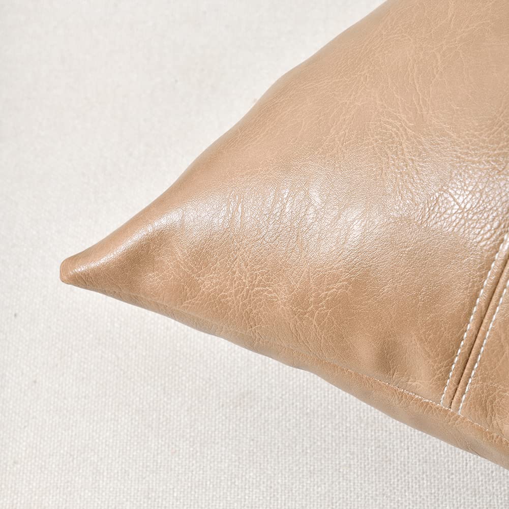 Fancy Homi 2 Packs Tan Decorative Throw Pillow Covers 20X20 Inch For Living Room Couch Bed, Modern Farmhouse Boho Home Decor, Wa