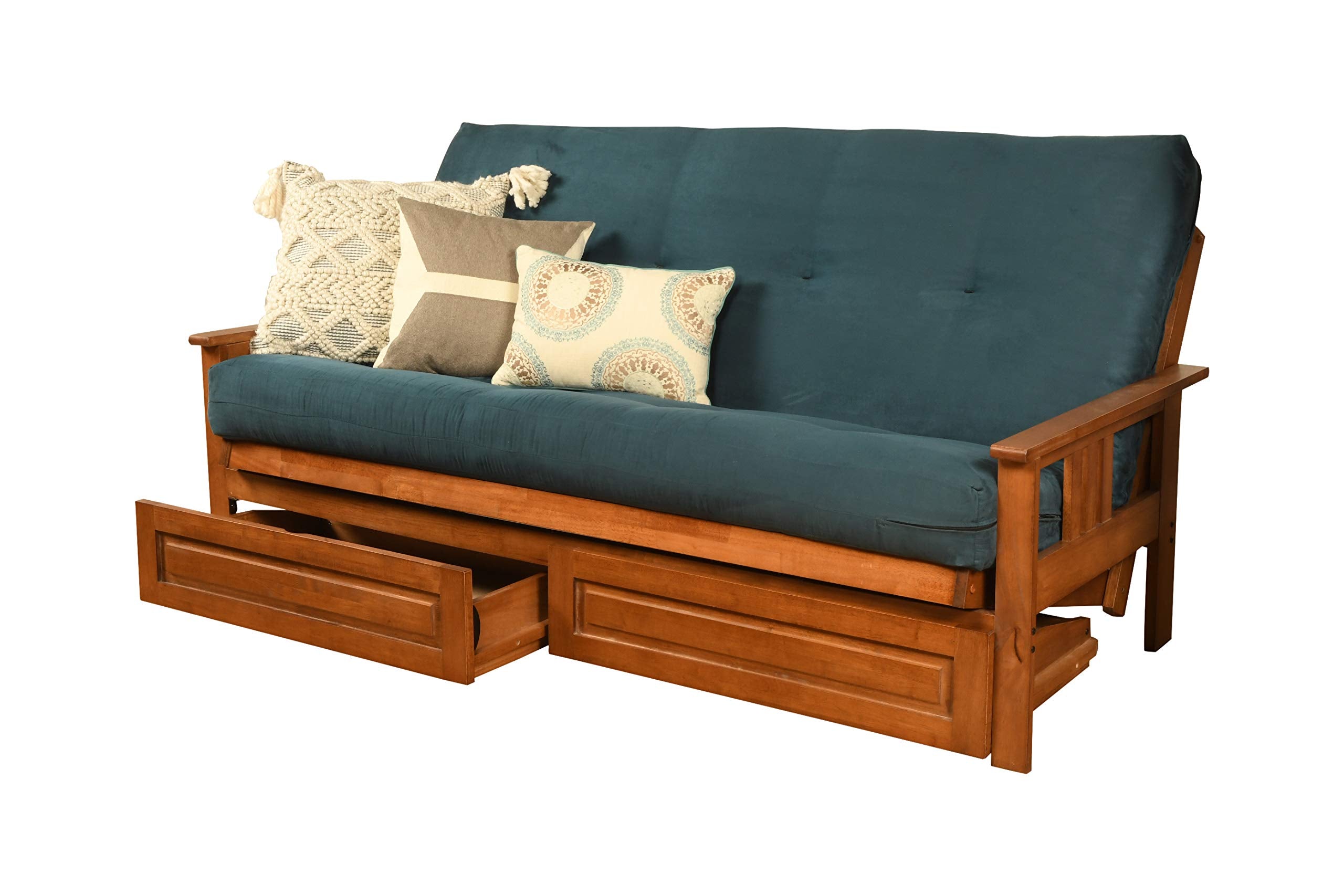 Kodiak Furniture Monterey Full Futon With Suede Fabric Mattress In Blue/Barbados