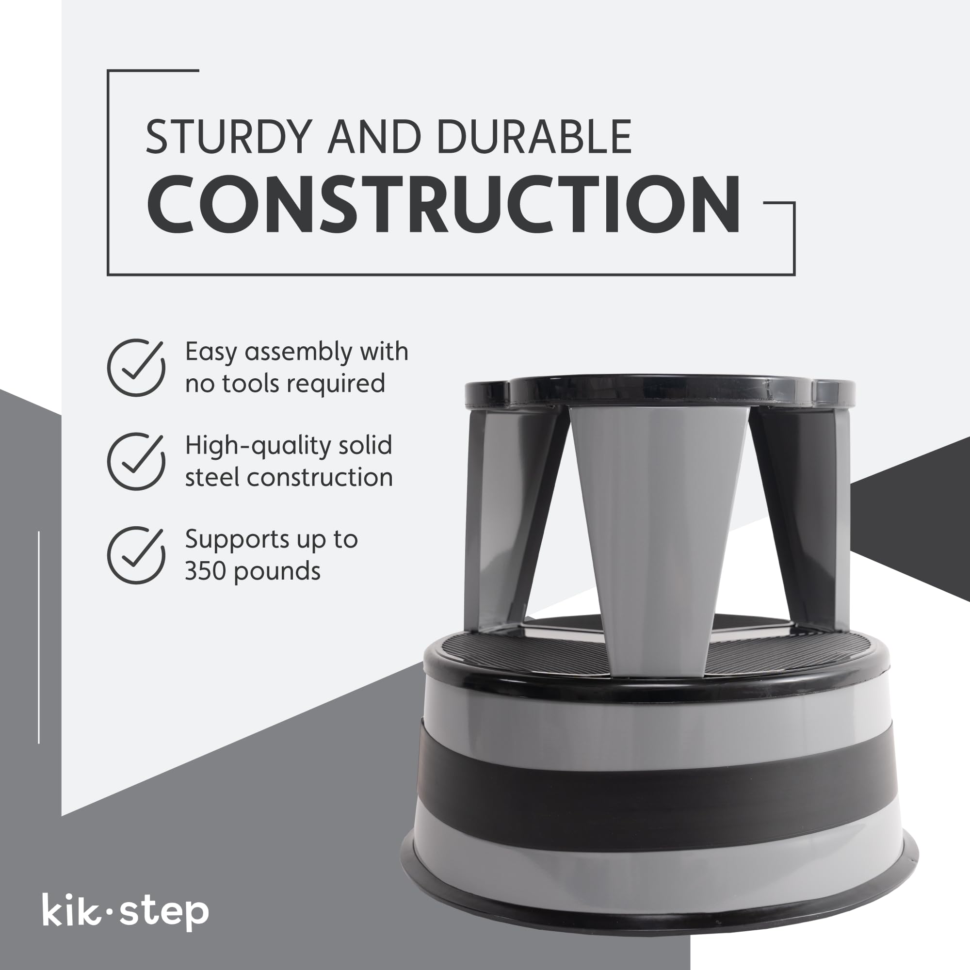 Cramer Kik Step Steel Step Stool - Two Step Stool, Holds 350 lbs (Gray)