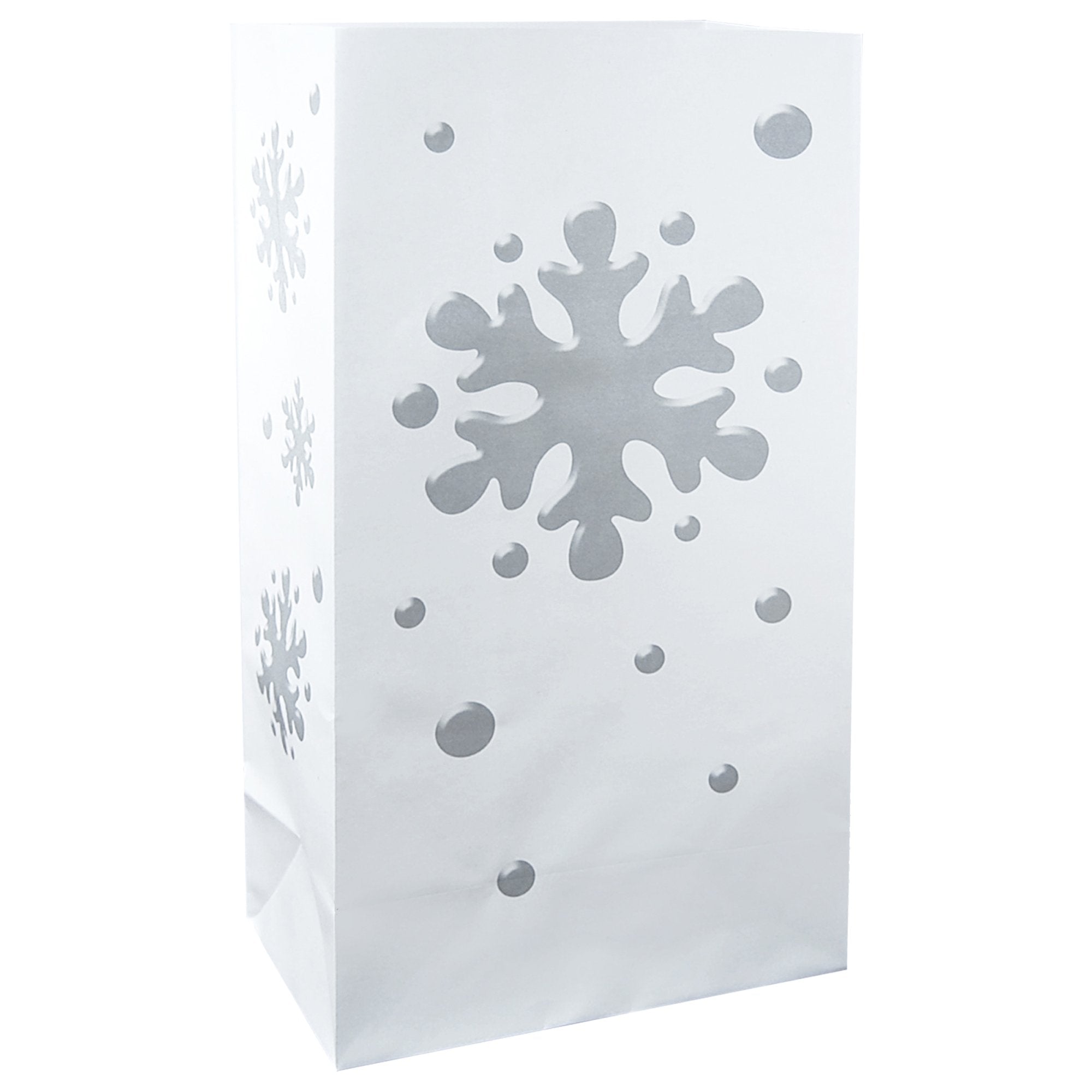 LumaBase Flame Resistant Paper Luminaria Bags, Snowflake - Set of 12