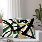 Supwhd Black Gold And Green Pillow Covers, Abstract Black And Gold Pillow Covers 20X20 Set Of 2, Modern Boho Decorative Throw Pi