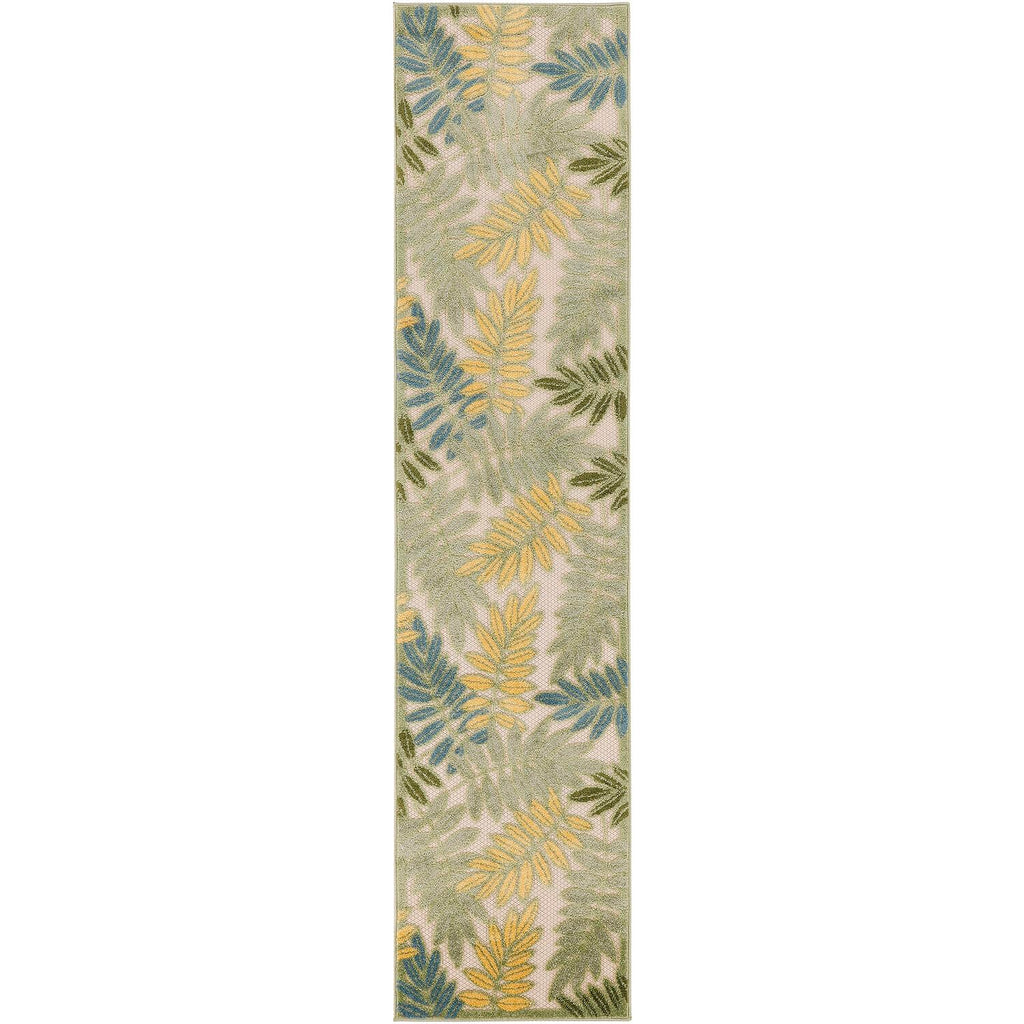 Nourison Aloha Indoor/Outdoor Green Multicolor 2'3' X 8' Area Rug, Easy Cleaning, Non Shedding, Bed Room, Living Room, Dining Room, Backyard, Patio, Deck (2X8)