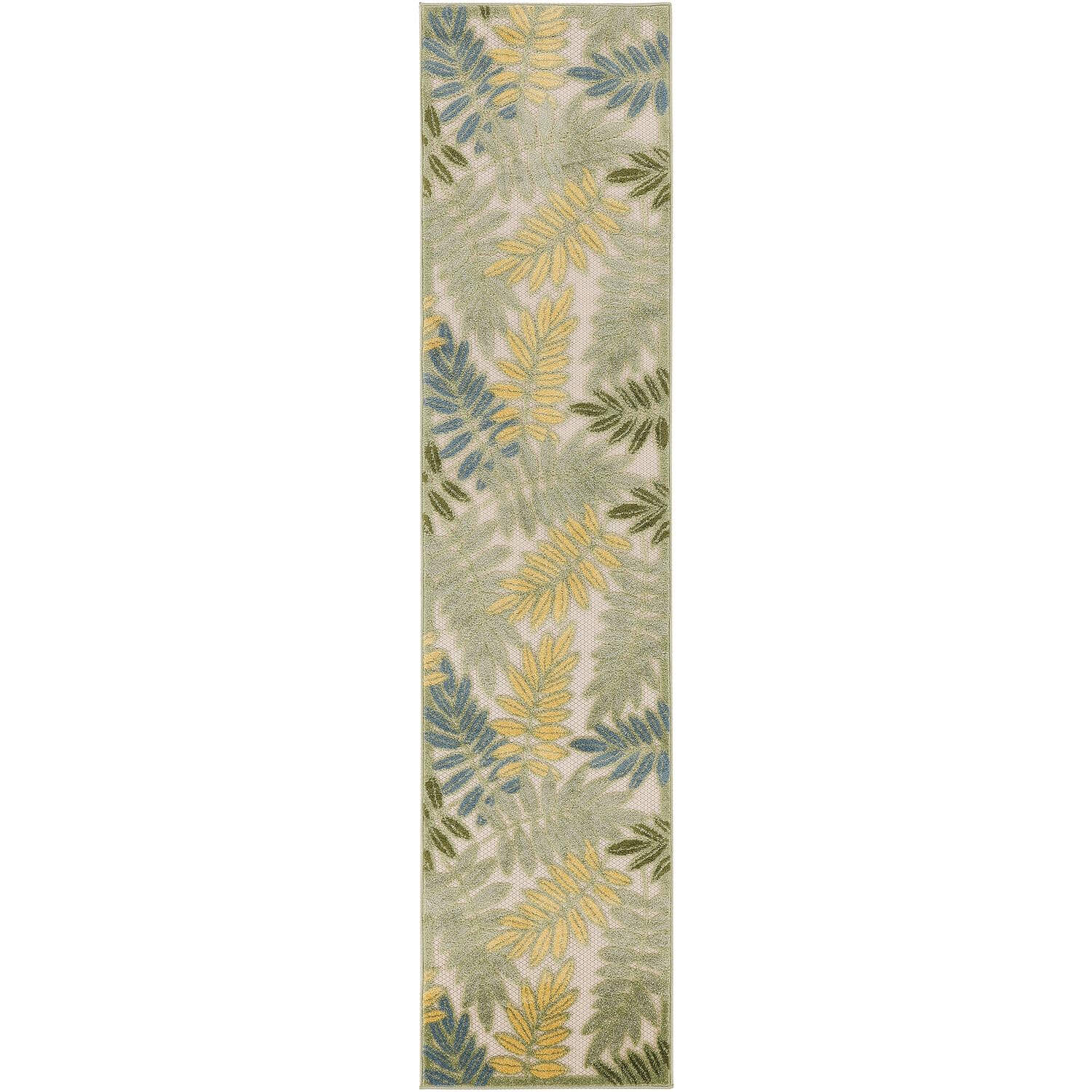 Nourison Aloha Indoor/Outdoor Green Multicolor 2'3' X 8' Area Rug, Easy Cleaning, Non Shedding, Bed Room, Living Room, Dining Room, Backyard, Patio, Deck (2X8)