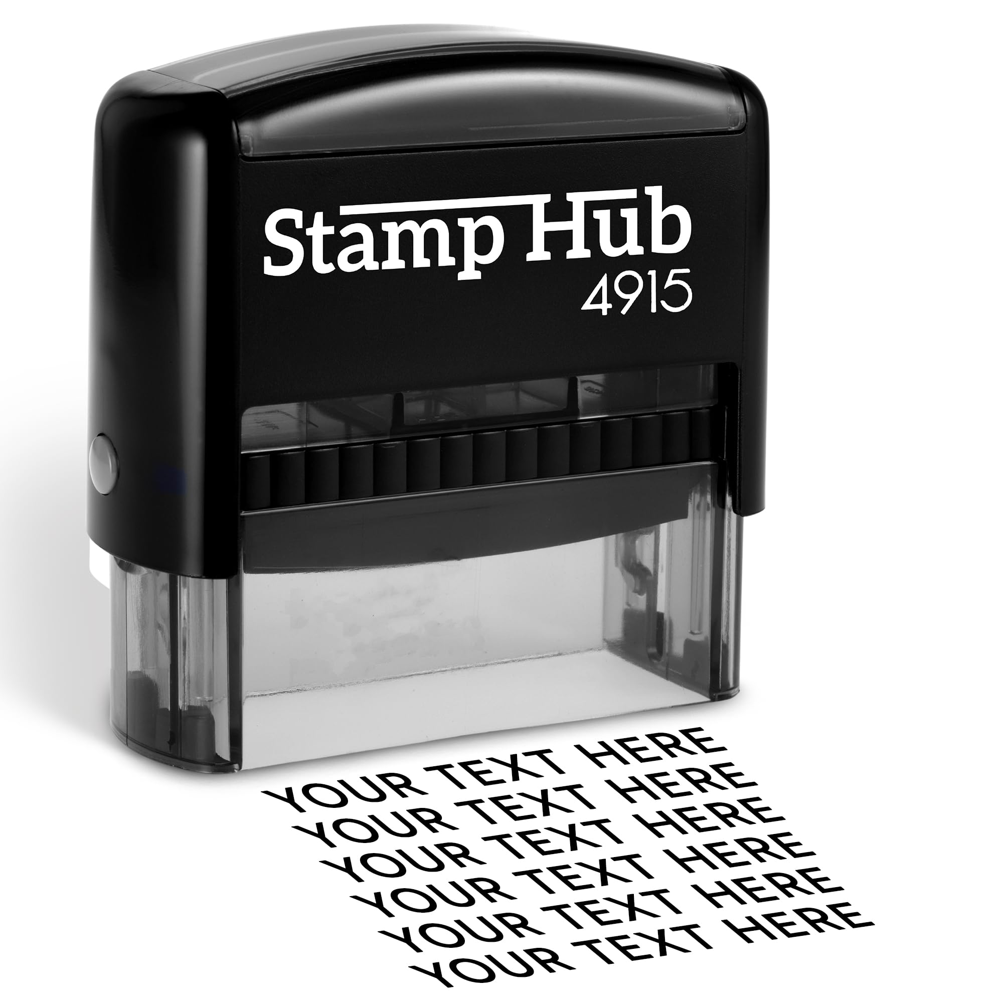 Stamp Hub Self Inking Personalized Stamp - Up To 6 Lines, Custom Return Address, Customizable Office Name Rubber - Easy To Chang