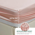 Love'S Cabin Satin Queen Sheets Set - 4 Piece Coral Silky Satin Bed Sheets Queen Set With Deep Pocket, Luxury Silk Feel Satin Queen Size Sheet Set (1 Flat Sheet,1 Fitted Sheet,2 Pillow Cases)