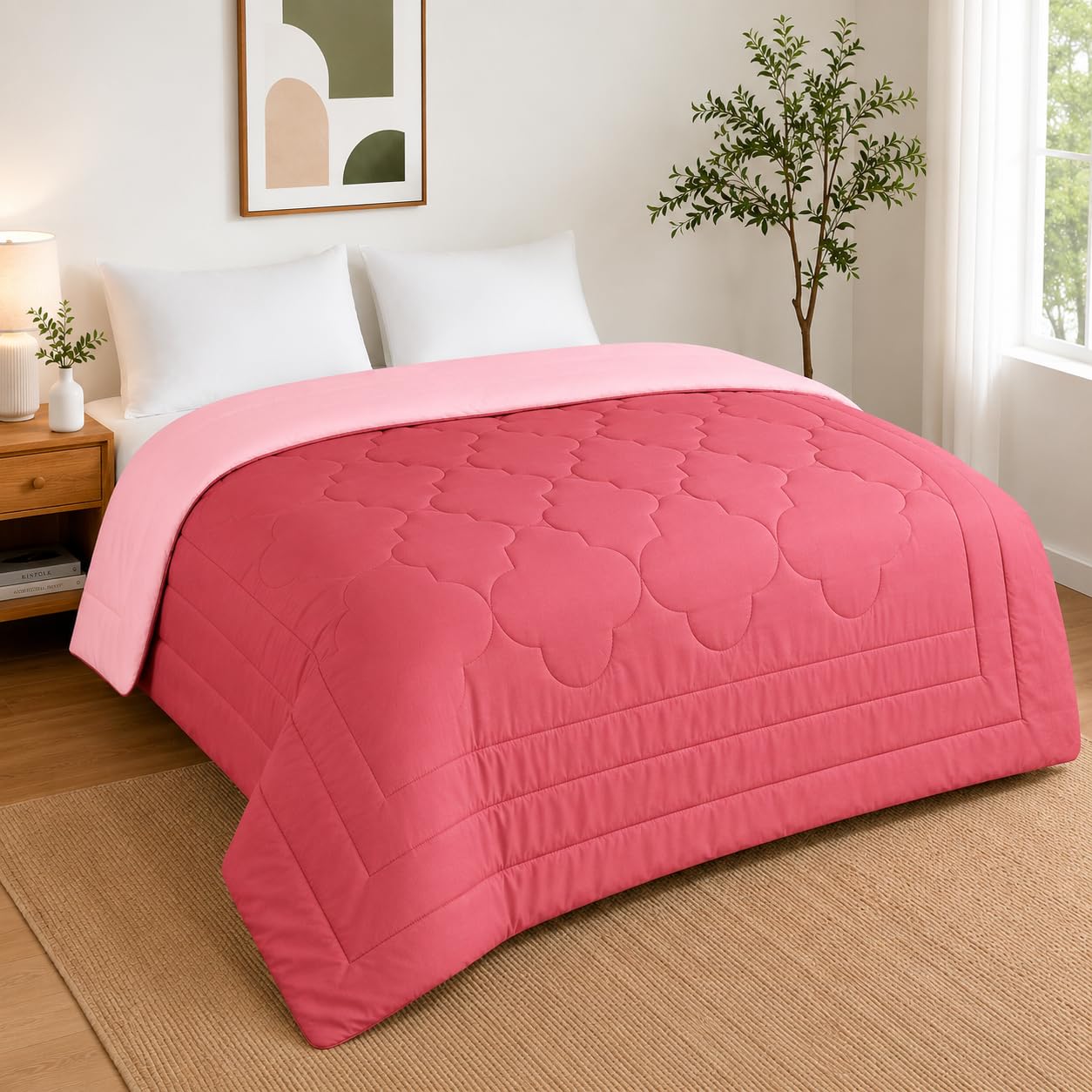 Lahome Ac Comforter Double Bed Reversible Comforters All Season Ac Blanket Comforter King Size (Peach)