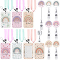 Silkfly 6 Sets Rainbow Inspirational Id Badge Holder With Lanyard And Retractable Badge Clip, Pastel Teacher Appreciation Lanyar
