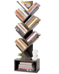Hoctieon 6 Tier Tree Bookshelf, Tall Bookcase With Drawer, Freestanding Book Shelf, Display Floor Standing Storage Shelf, Book Organizer Shelves For Home Office, Living Room, Bedroom, Grey