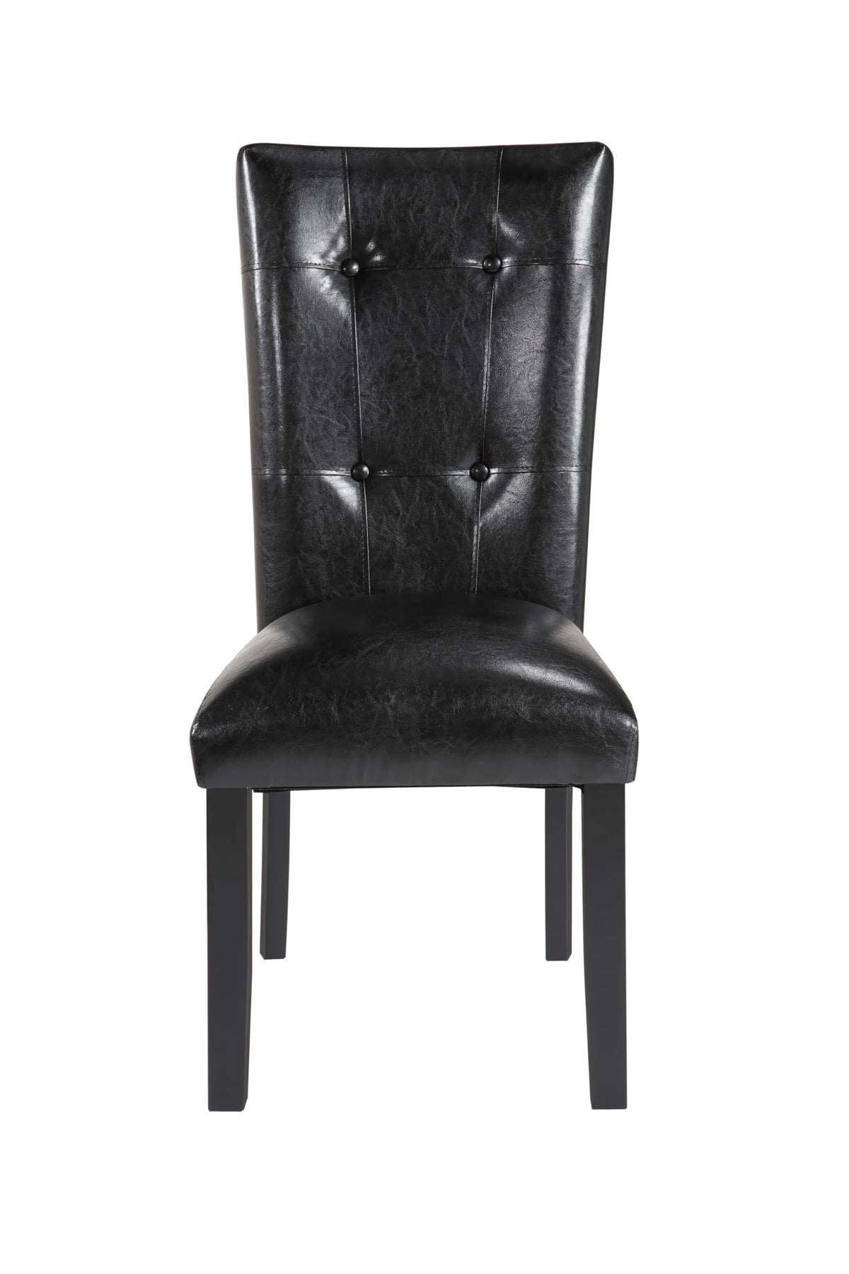 Steve Silver Co Sterling Dining Chair, Black Faux-Leather Upholstery, Asian Hardwood Solids, Dining Room/Kitchen, Tufted And Pleated Back Design, 25&quot; D X 18&quot; W X 39&quot; H, Black