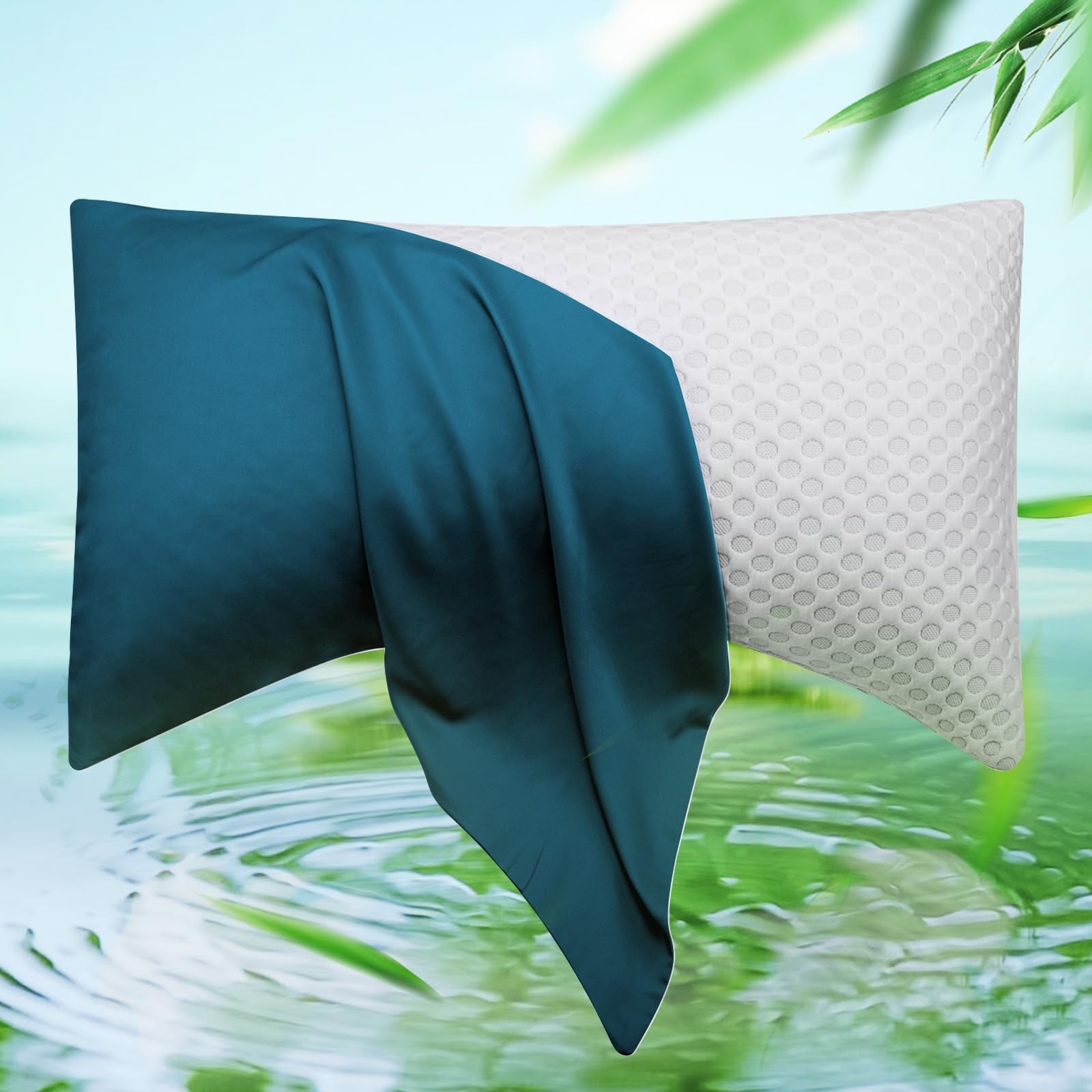 Elibaba Cooling Bamboo Side Sleeper Pillowcase, King Size, 20X36 Inches, Teal