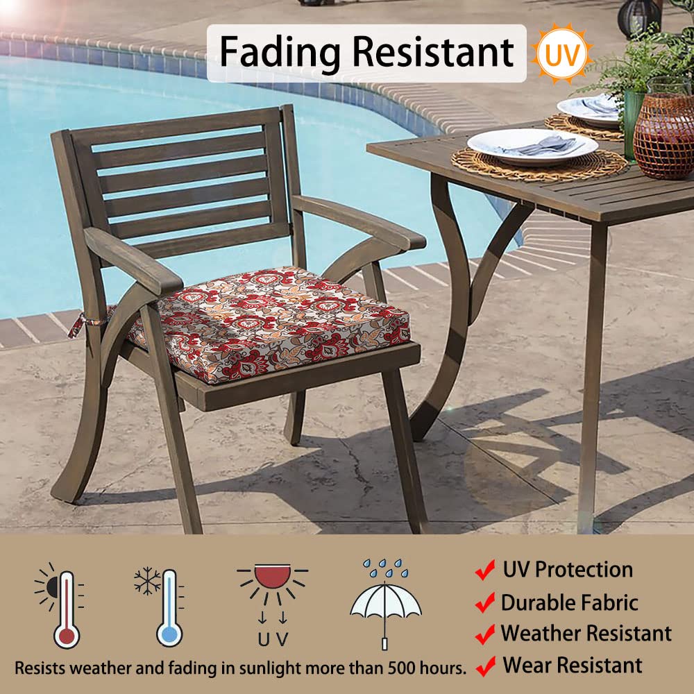 Magpie Fabrics Patio Square Chair Cushions 18'X18'X2.5' With Ties, 2 Pack, Waterproof Weather Resistant Indoor/Outdoor Univer