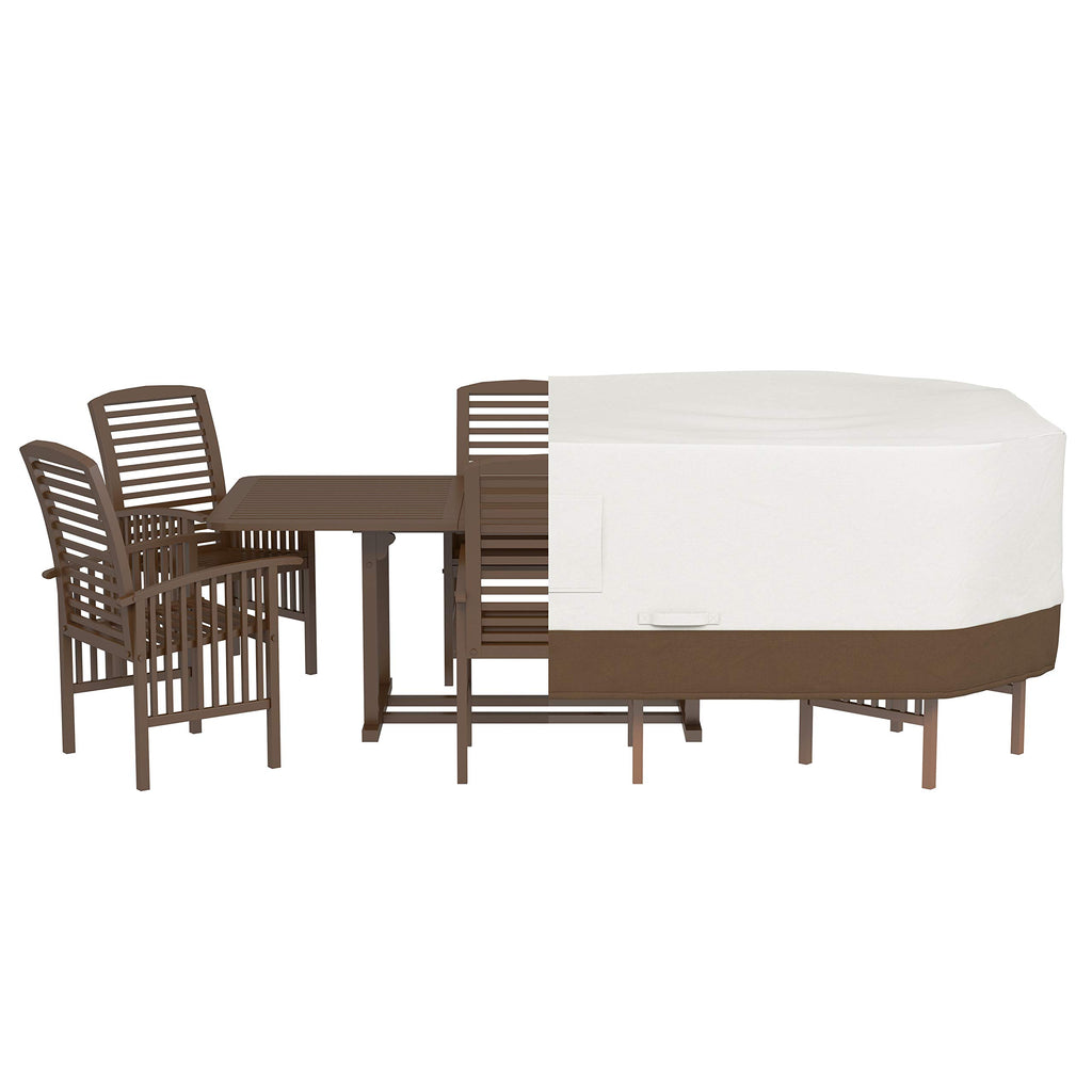 Amazon Basics Outdoor Patio Table And Chair Cover, X-Large, Beige/Tan, 130'X84'