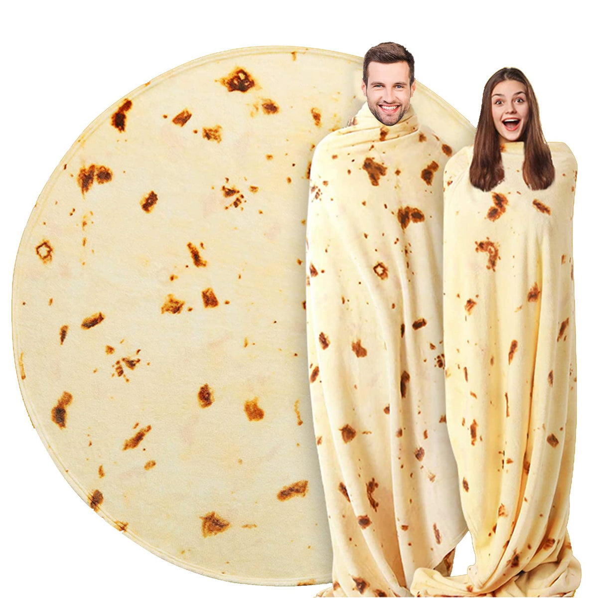 Kimdee Burrito Tortilla Blanket Double Sided 71 Inches 280 Gsm Cozy Flannel Fabric Novelty Giant Food Throw Blanket For Bed, Cou