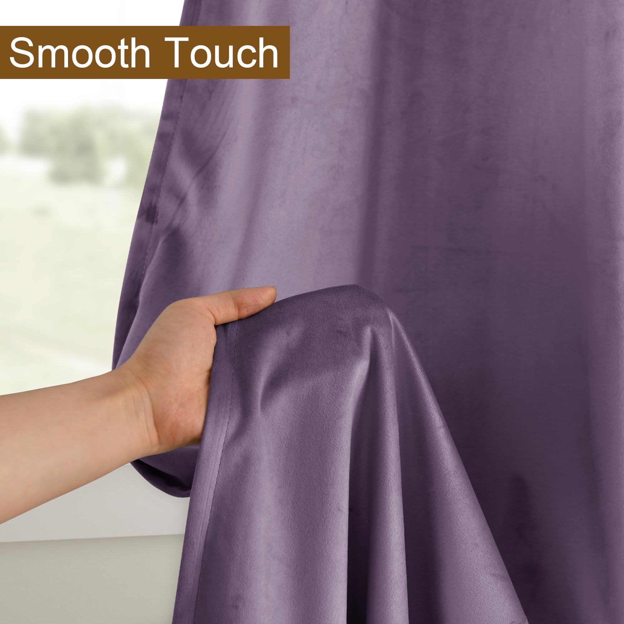 Dwcn Velvet Curtains Extra Wide - Elegant Super Soft Tieable Window Curtains Panels Blackout Grommet Design Thick Fabric Window
