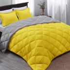 Basic Beyond Twin Comforter Set - Yellow And Gray Comforter Set Twin, Reversible Twin Bed Comforter Set For All Seasons, Yellow/Grey, 1 Comforter (66'X92') And 1 Pillow Sham (20'X26'+2')