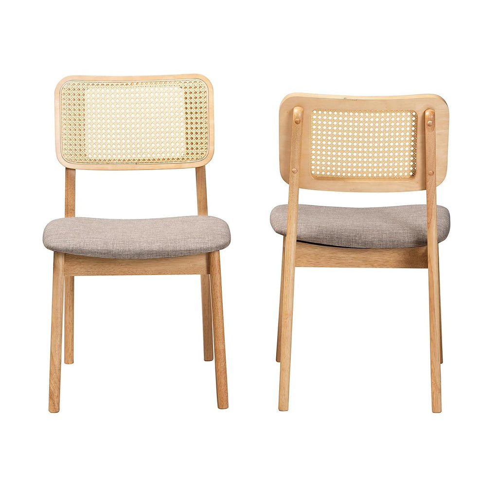 Baxton Studio Dannon Mid-Century Fabric Dining Chair, Grey/Natural Oak/Light Brown, 2/Set (234-2P-13292-HT)
