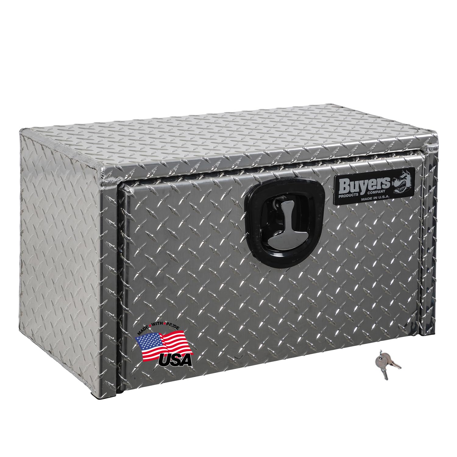 Buyers Products 1705149 Diamond Tread Aluminum Underbody Truck Tool Box W/Compression Latch, 14 X 12 X 18 Inch, Made In The Usa,