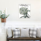 Adventure Awaits With Flower Basket On Bicycle Farmhouse Style Wood Wall Decor Sign 12X15