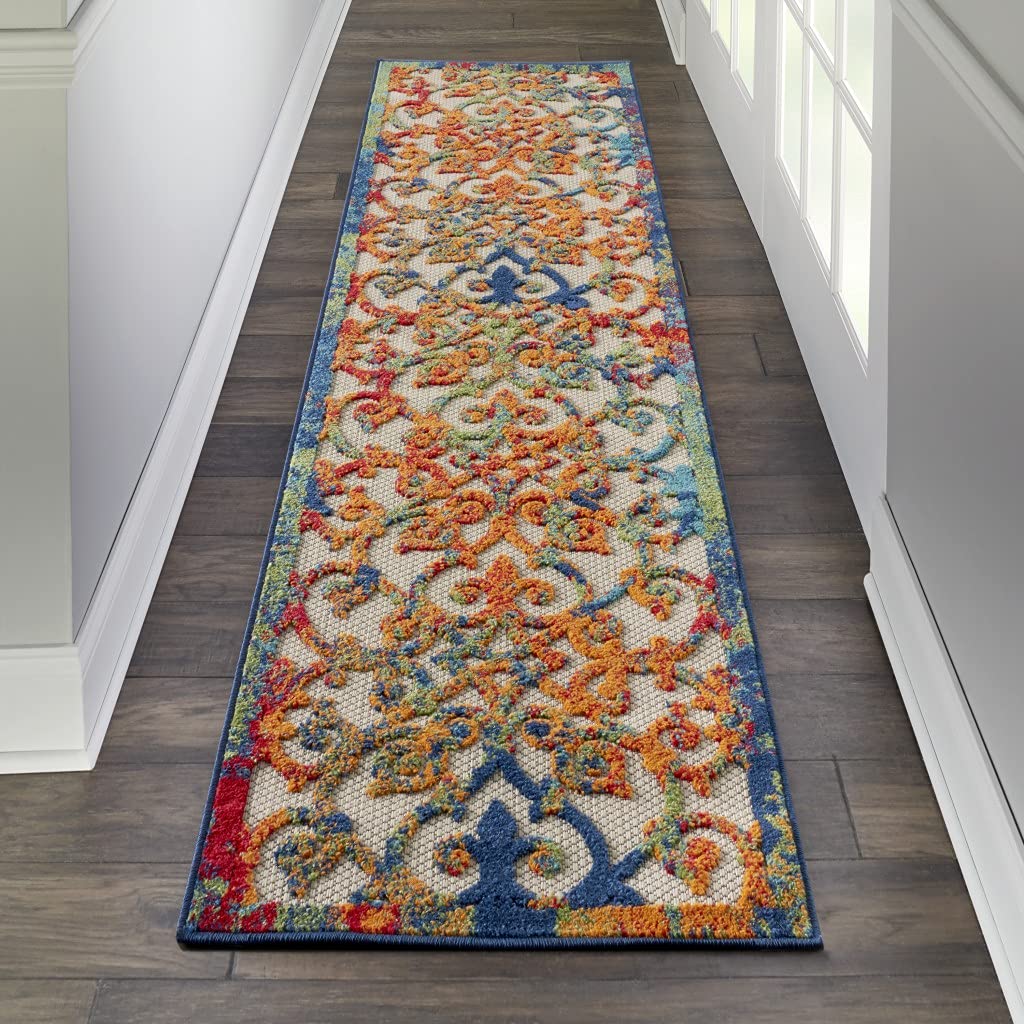 HomeRoots Multicolor 100% Polypropylene 2’ x 12’ Rainbow Colored Indoor Outdoor Runner Rug