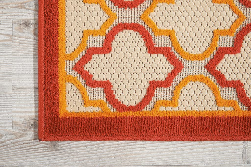 HomeRoots 100% Polypropylene 3â?? x 4â?? Red Trellis Indoor Outdoor Area Rug