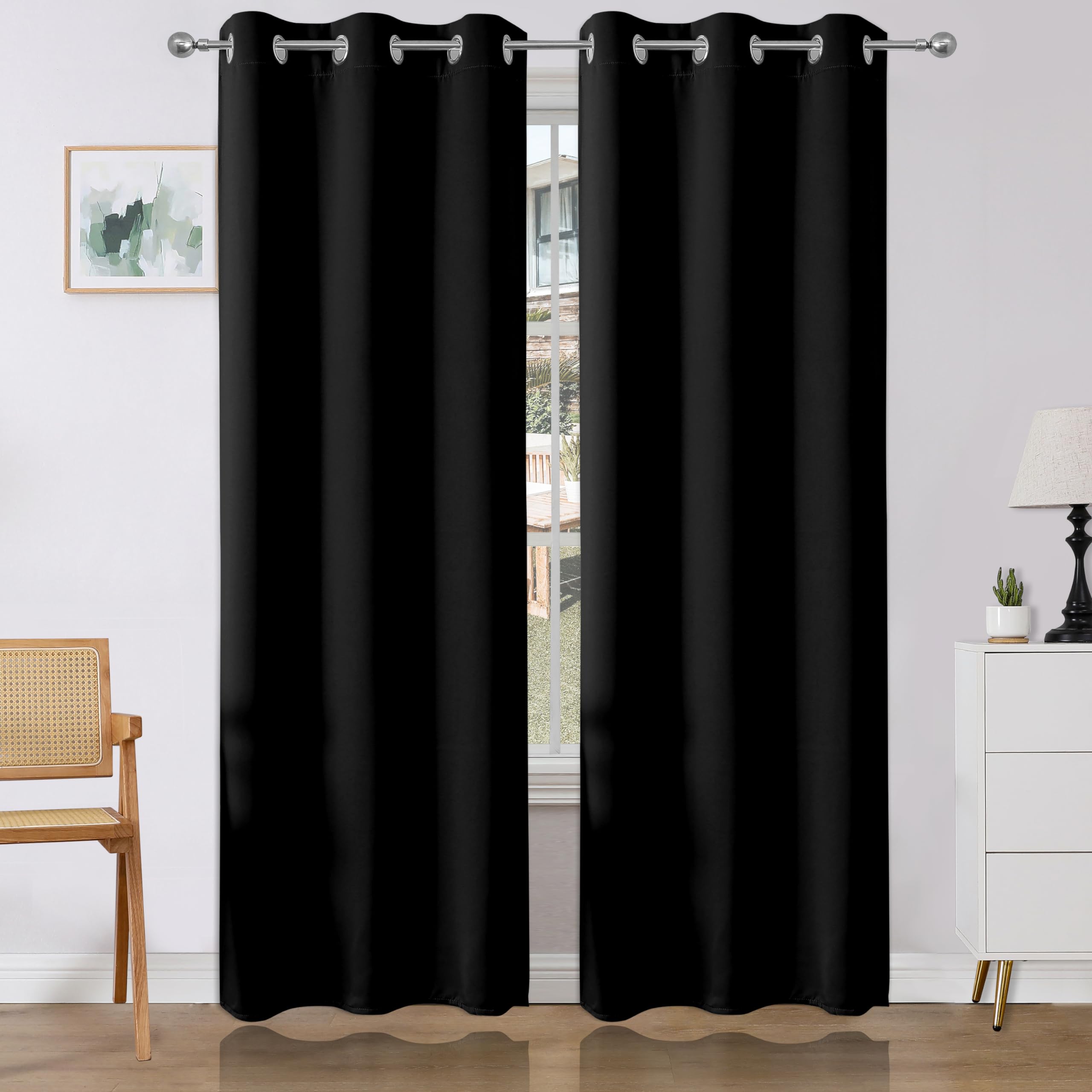 Joydeco Blackout Curtains 84 Inch Length 2 Panels Set, Thermal Insulated Long Curtains& Drapes 2 Burg, Room Darkening Drapes for