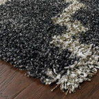 HomeRoots 507903 6 x 9 ft. Charcoal & Gray Geometric Shag Power Loom Stain Resistant Rectangle Area Rug
