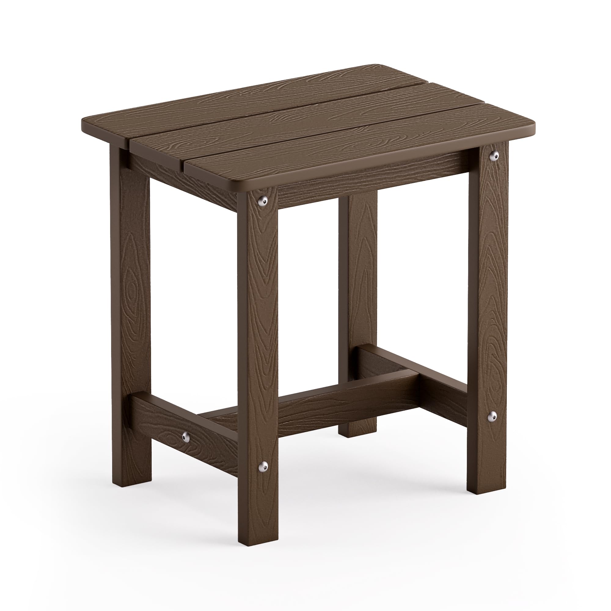 Lue Bona Outdoor Side Table, Hdps Small Outdoor Table, Adirondack Side Table, Outside End Table For Patio, Porch, Deck, Weather Resistant/Easy Maintenance/Indoor Or Outdoor Use, Dark Brown