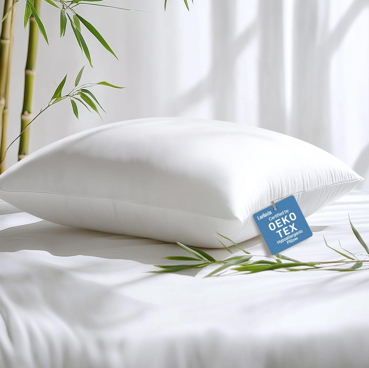 Caelorin Hypoallergenic Bamboo Viscose Breathable Pillow With Down Alternative Filling, King Size, Fluffy Luxury Hotel Quality,
