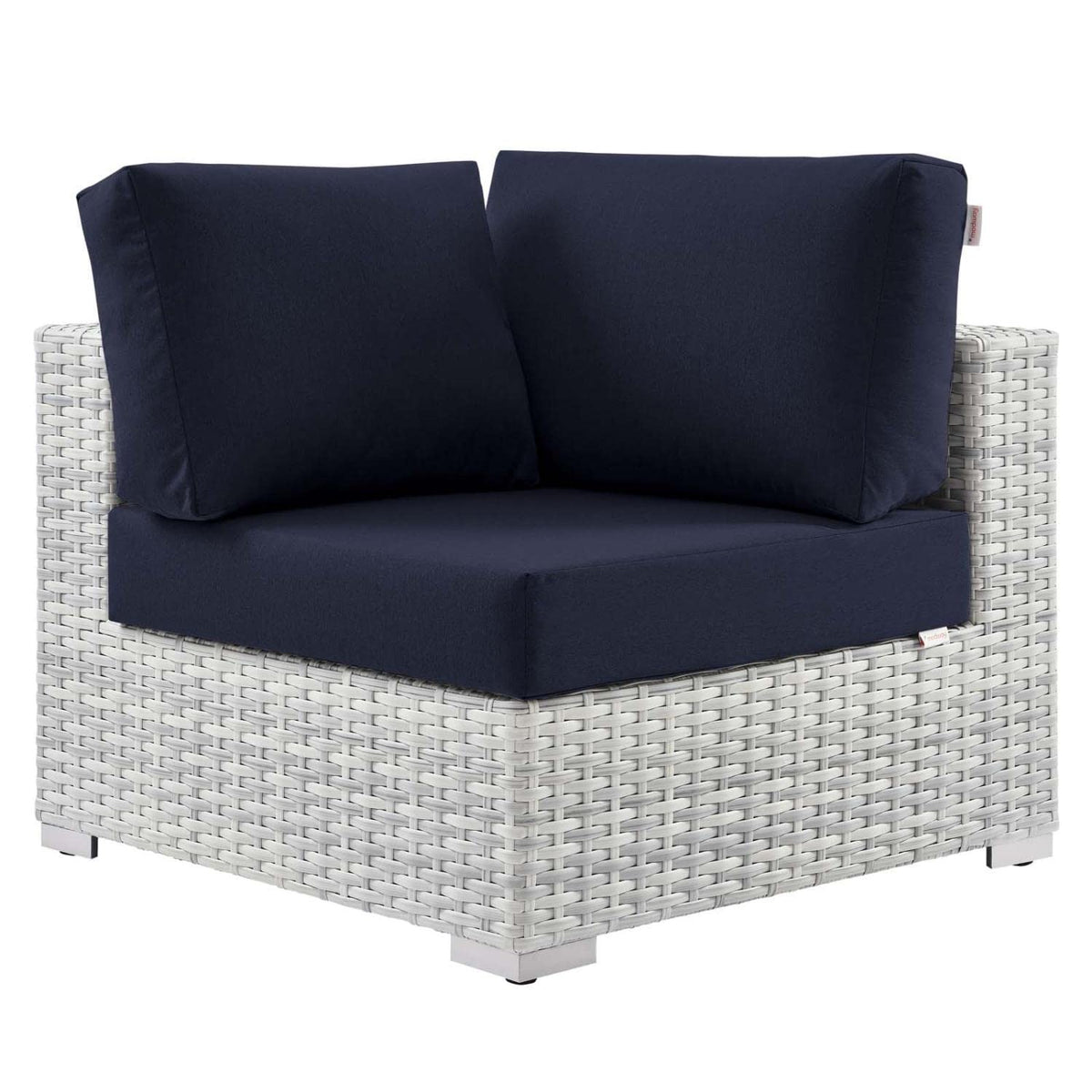 Modway Convene Outdoor Patio Corner Chair, Light Gray Navy