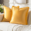 Futei Orange Boho Throw Pillow Covers With Tassels 16X16 Inch Set Of 2,Soft Velvet Decorative Cushion Case,Home Decor For Couch