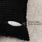 Decoruhome Decorative Black Throw Pillow Covers 24X24 Set Of 2 With Splicing, Boho Soft Corduroy Broadside Twill Pillow Covers F