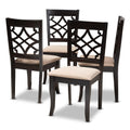 Baxton Studio Mael Modern and Contemporary Sand Fabric Upholstered Espresso Brown Finished Wood Dining Chair - Set of 4